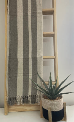 Cream and Brown Cotton Throw