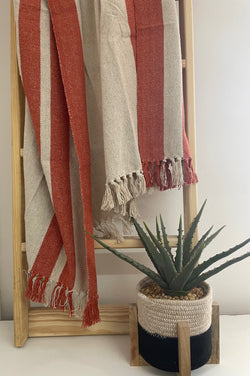 Orange and Cream Cotton Throw