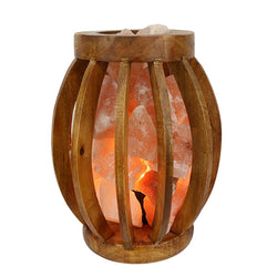 Wooden Vase Himalayan Salt Lamp