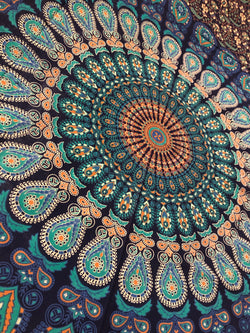 Twin Size Blue Hippie Mandala