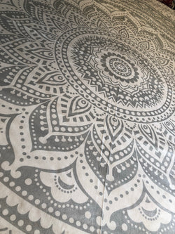 Queen Size Silver & White Metallic Mandala