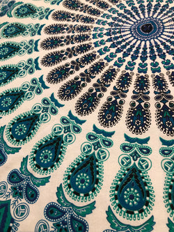 Twin Size Turquoise and White Hippie Mandala