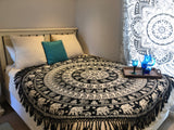 Roundie Black & White Hippie Mandala