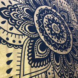 Queen Size Gold & Navy Metallic Mandala