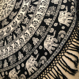 Roundie Black & White Hippie Mandala