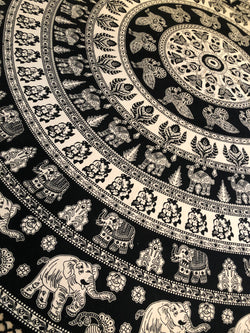 Roundie Black & White Hippie Mandala